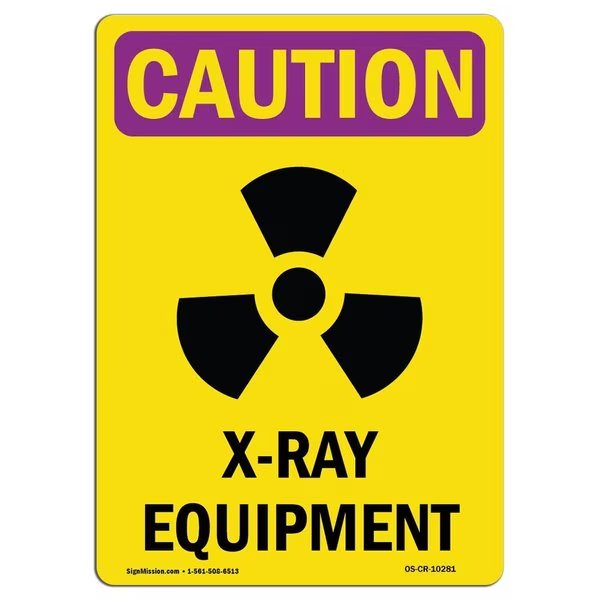 OSHA CAUTION RADIATION, X-Ray Equipment W/ Symbol, 24in X 18in Rigid Plastic, OS-CR-P-1824-V-10281, Signmission, Mfr#: OS-CR-P-1824-V-10281